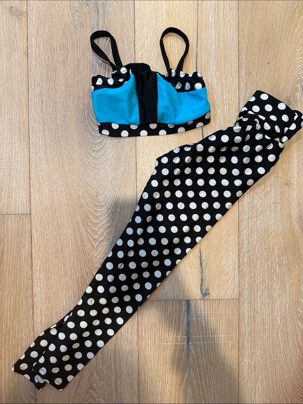 Girls' Black & Blue Polka Dot Dance Costume Set